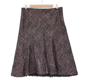 NWT Express Skirt Size 10 Y2K Wool Blend Plaid Dark Academia Ruffle Lace Grunge - Picture 1 of 13