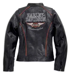 Harley Davidson Women's Black Motorcycle Jacket Genuine Cowhide Leather Jacket - Picture 1 of 3