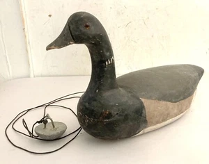 Antique Decoy Duck Wood Carved Charles Wilber New Jersey Glass Eyes - Picture 1 of 10