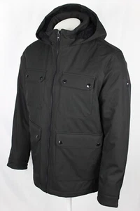 Tommy Hilfiger Men's Coat Sherpa Lined Softshell Jacket Black Snap Pockets - Picture 1 of 7