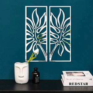 Rectangle Hollow Leaves Acrylic Wall Stickers Decals Background Wall Home Decor - Picture 1 of 17