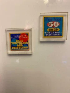 Vtg. Rare Glass Framed Funny Getting Older Quotes! Refrigerator Magnet - Picture 1 of 1