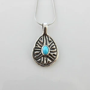 Colgante Gota Turquesa Azul Bella Durmiente Hecho a Mano Plata de Ley - Imagen 1 de 4