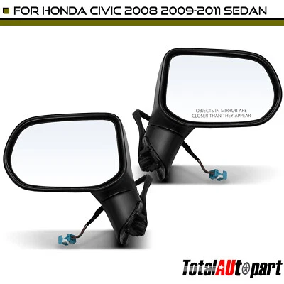 2x Espejo retrovisor con ajuste de vidrio eléctrico y plegado manual y térmico para Honda Civic 2008-2011 Foto 1 de 4