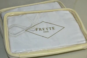 NEW Frette 2 PC SET Zen Ricamo Shams Embroidered White Ivory EURO SHAM S - Picture 1 of 10