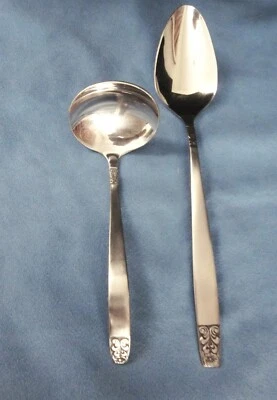 2 Stanley Roberts Danesmore Pattern Stainless Serving Spoon & Ladle Vintage - Image 1 of 4