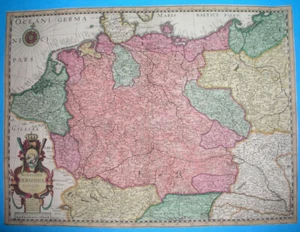 1637 rare ORIGINAL MAP POLAND BOHEMIA SLOVENIA GERMANY AUSTRIA HUNGARY CROATIA - Picture 1 of 15