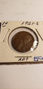1921 S P LINCOLN WHEAT PENNY CENT FROM OLD COLLECTION IN 1X1 INCH FLIP EF - Picture 1 of 2