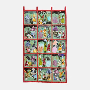 Weya 15 Panel Story Quilt Village Life Zimbabwe - Picture 1 of 9
