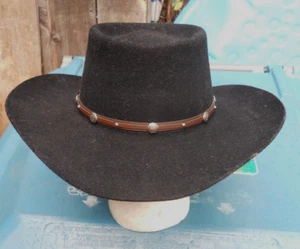 VINTAGE IN BRADFORD HAT CO.WESTERN MEN BLACK SZ 7-1/4 (MD/LG)SOLD XX WOOL - Picture 1 of 8