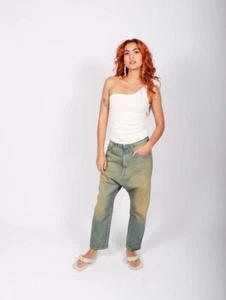 Novemb3r Kaori5 Drop Crotch Jeans Pants in Dirty Wash Denim Size 27(14.5")x27" - Picture 1 of 23