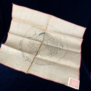 Vintage Joan Moshimer Burlap Rug Hooking Pattern Fruit One 57 Round Chair Seat - Picture 1 of 10