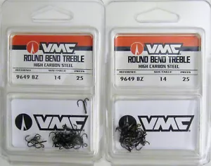 Zwei Packungen mit 25 (50 Haken insgesamt) VMC 9649BZ Bronze Größe 14 hohe Fischhaken - Bild 1 von 2