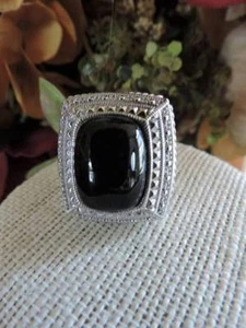 Enorme anillo de cóctel de ónix 925 de plata esterlina vintage talla 7 - Imagen 1 de 7