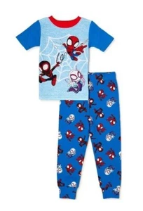 AME Spidey NEW♈Kids 2 pc Pajama Set by size 12 m~white/blue/red Amazing Friends - Picture 1 of 5