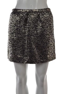 Falda J Crew Talla 00 Azul Marino Oro Floral Seda Por Sobre Rodilla Mini Metálica - Imagen 1 de 4