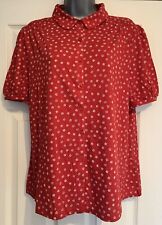 EX Seasalt Red Summer Ditsy Rudder Embrace Jersey Shirt 12-28 SEE MEASUREMENTS