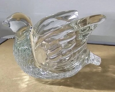 Vintage 1977 Avon Dove Bird Clear Glass Votive Candle Holder - Image 1 of 4