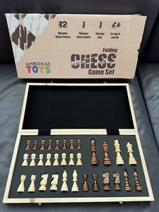 Folding Chess Game Set Wooden For Age 6 And Up Brand New - Picture 1 of 7