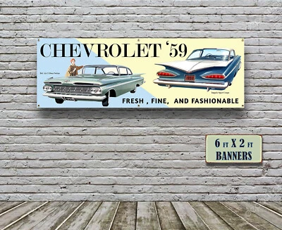 1959 Chevrolet Dealer Garage Banner Belair Biscayne Impala Coupe 2dr — 第 1/3 张图片