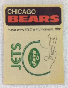 Pegatina de fútbol americano del equipo Fleer de la NFL 1972-74-Chicago Bears-New York Jets - Imagen 1 de 1