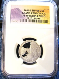 2010 S Silver 25c Grand Canyon N.P. PF 70 Ultra Cameo Quarter - Picture 1 of 3