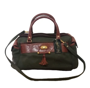 Borsa donna by Italy Megghi in vera pelle verde e marrone con manici e tracolla - Foto 1 di 11
