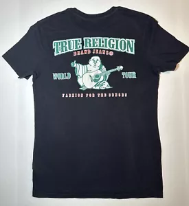 True Religion Big Buddha Guitar Playing World Tour Logo T-Shirt Mens Medium - Picture 1 of 16