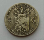 RARE 1900 Curacao 1/4 Gulden .640 Silver Coin