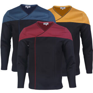 For Picard 2 Command Red Uniform Cosplay Starfleet Gold Blue Top Shirts Costume