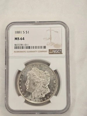 1884-S - NGC MS 64 - Morgan Silver Dollar $1 US Coin - FREE SHIPPING! - Image 1 of 4