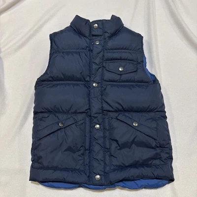 Lands' End Navy Blue Down Snap Front Puffer Vest Kids Boys Sz M 10-12 - Image 1 of 4