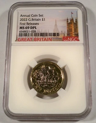 2022 GREAT BRITAIN NGC MS 69 DPL ONE POUND DEEP PROOF LIKE 12 SIDED BI-METAL - Image 1 of 3