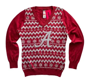 Alabama Crimson Tide Ugly Christmas Sweater V-Neck Damen College Fair Isle M - Bild 1 von 5