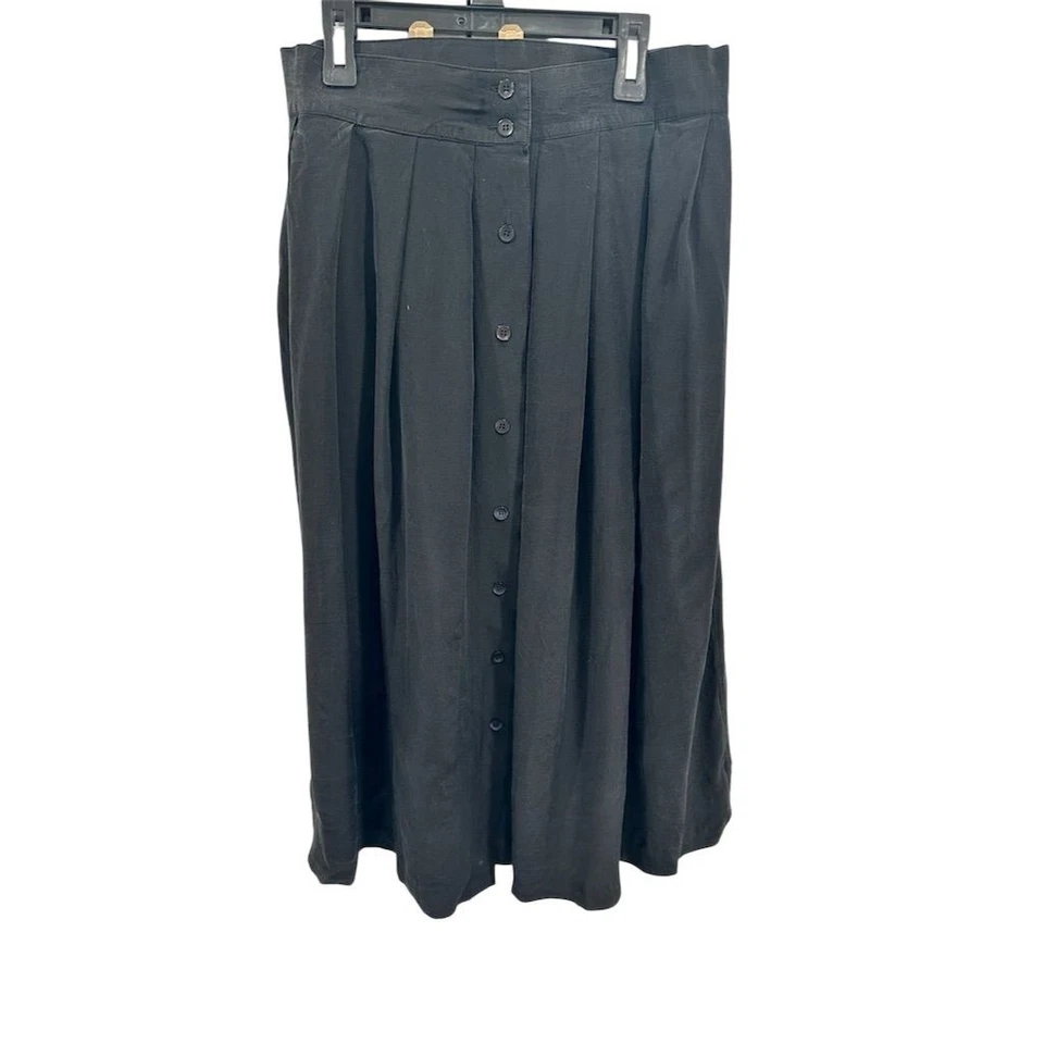 Falda midi de seda negra para mujer Sunny Leigh de colección talla L AK10 Foto 1 de 4