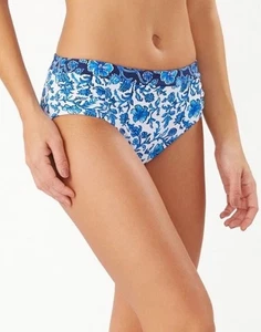 Tommy Bahama Bikinihose Holzblock blau Blumenmuster gerafft High-Waist Größe S - Bild 1 von 9