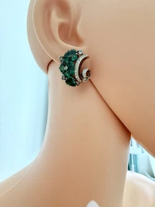Trifari Alfred Philippe Fleur de Paris Cut Flowers Green Clip On Earrings - Picture 1 of 12