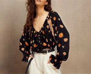 Body Intimately Free People Naranja Negro Estampado Floral Manga Campana Talla S,P - Imagen 1 de 11