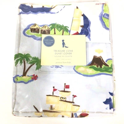 Pottery Barn Kids Treasure Cove Duvet Cover Pirate Map Toddler Reversible NEW - Image 1 of 4