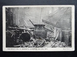 Leicester THE GREAT FIRE showing FONT St. George's 5th Oct 1911 Postcard - Picture 1 of 3