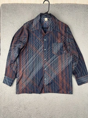 Camisa Jantzen De Colección Para Hombre Grande Geométrica Rayas Abotonada Hecha en EE. UU. Años 70 Foto 1 de 4