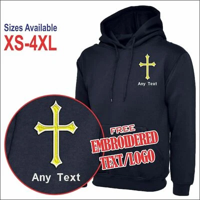Sudadera con capucha religiosa de cruz cristiana para hombres con logotipo bordado gratis personalizada capucha Foto 1 de 3