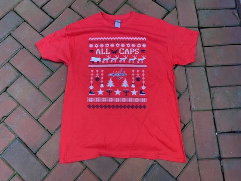 Washington Capitals NHL Hockey T-SHIRT 2021 "Ugly Christmas Sweater" SIZE L NEW Cover
