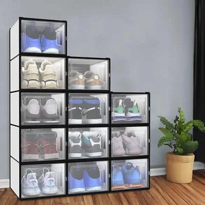 12PCS Shoe Box Stackable Closet Storage Container Hard Plastic Big White Large - Picture 1 of 6
