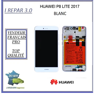 Ecran original sur chassis + battery complet Huawei P8 lite 2017 Blanc - Photo 1/3