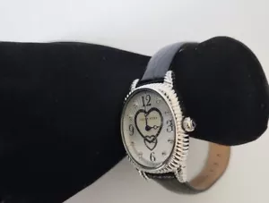 NUOVO orologio Judith Ripka Diamond MOP cinturino in pelle argento sterling ha bisogno di batteria - Foto 1 di 16