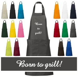 Hochwertig bestickte Grillschürze Grillen Schürze "Born to grill!" Grill Sommer - Imagen 1 de 17