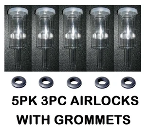 AIRLOCKS 5 3PZ ++ 5 OCCHIELLI SINGOLI MIGLIORE QUALITÀ VINTAGE NEGOZIO BIRRA VINO AIR LOCK - Foto 1 di 9