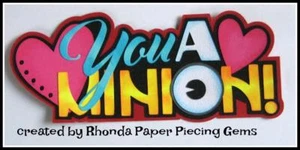 LOVE YOU A MINION VALENTINE title scrapbook premade paper piecing by Rhonda - Picture 1 of 1