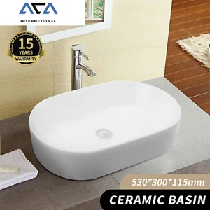 Lave Luxe 530x300mm Ceramic Vanity Basin Bathroom Sink Above Counter Wash Bowl - Picture 1 of 6